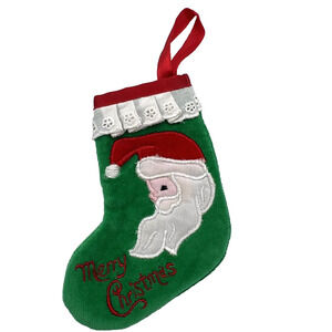 Dakin 1986 Mini Embroidered Christmas Stocking, Santa Claus, Merry Christmas EUC